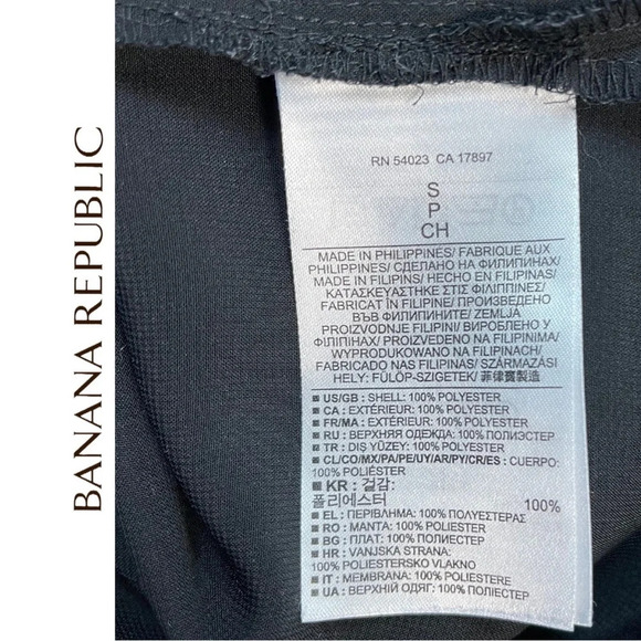 🛍️3/$40 Banana Republic Black  Sheer Long Sleeve 3/4 Sleeve Gold Metal Sz Small - Picture 7 of 7